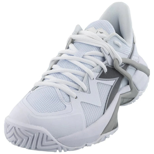 Diadora Women's B.Icon 2 AG Tennis Shoes White and Silver
