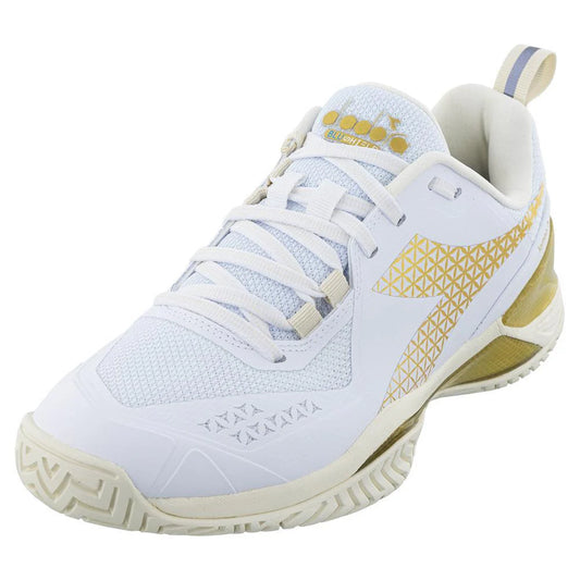 Diadora  Women`s Blushield Torneo 2 AG Tennis Shoes White and Gold