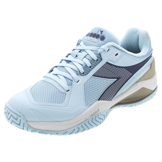 Diadora Women`s Blushield Torneo 3 Tennis Shoes Corydalis Blue and Black Iris
