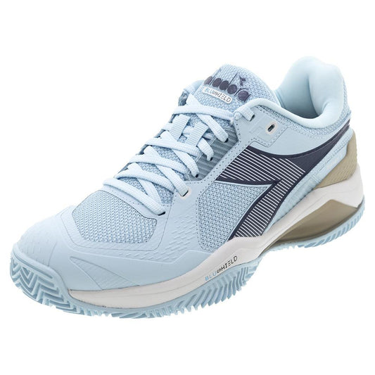 Diadora Women`s Blushield Torneo 3 Clay Tennis Shoes Corydalis Blue and Black Iris