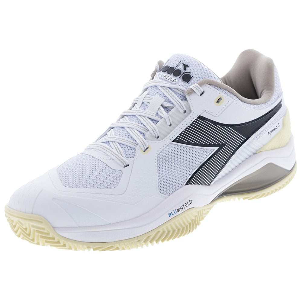 Diadora Men's CLAY Court Blushield Torneo 3 Tennis Shoes White/Black