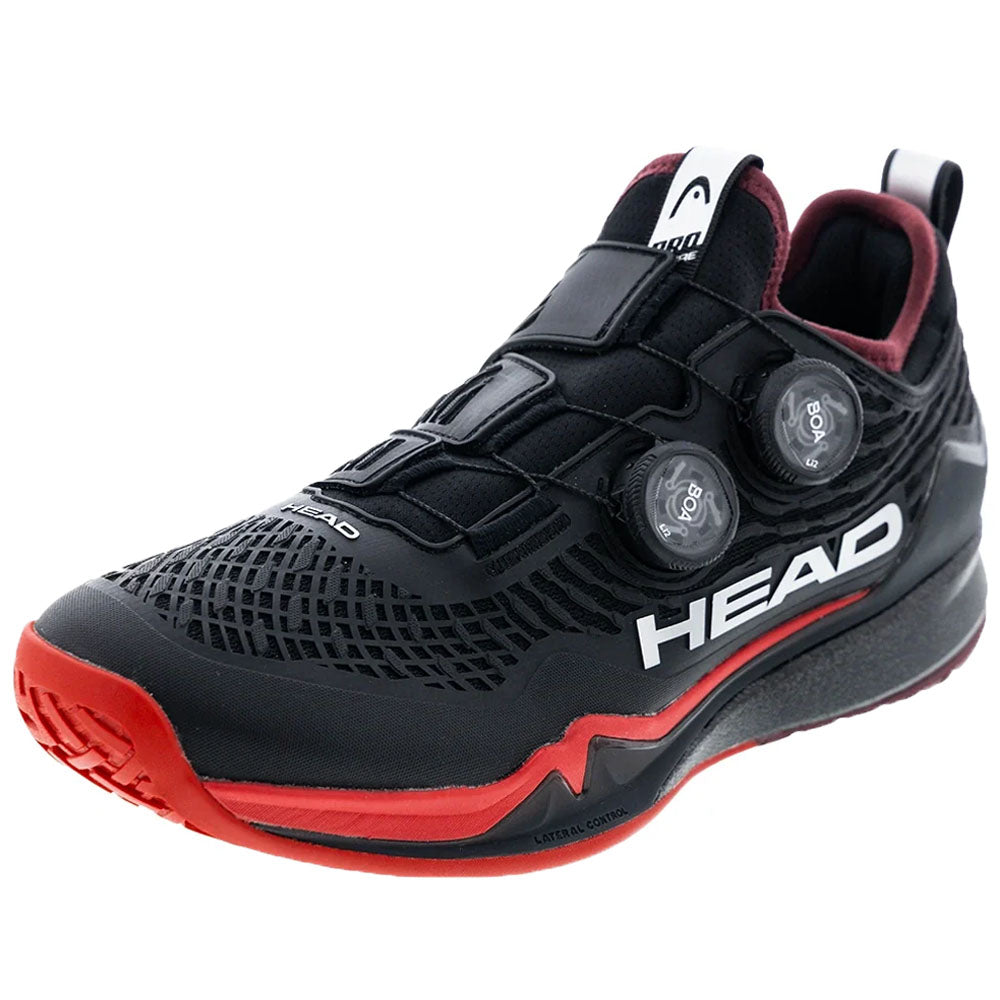 Head Men's Endure Pro BOA Tennis Shoes Dark Black/Red