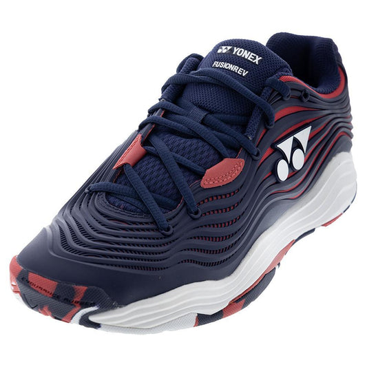 Yonex Men`s Power Cushion Fusionrev 5 Tennis Shoes Navy and Red