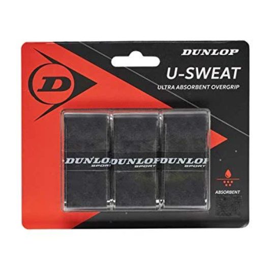 Dunlop Sports U-Sweat Overgrip, 3-Pack, Black