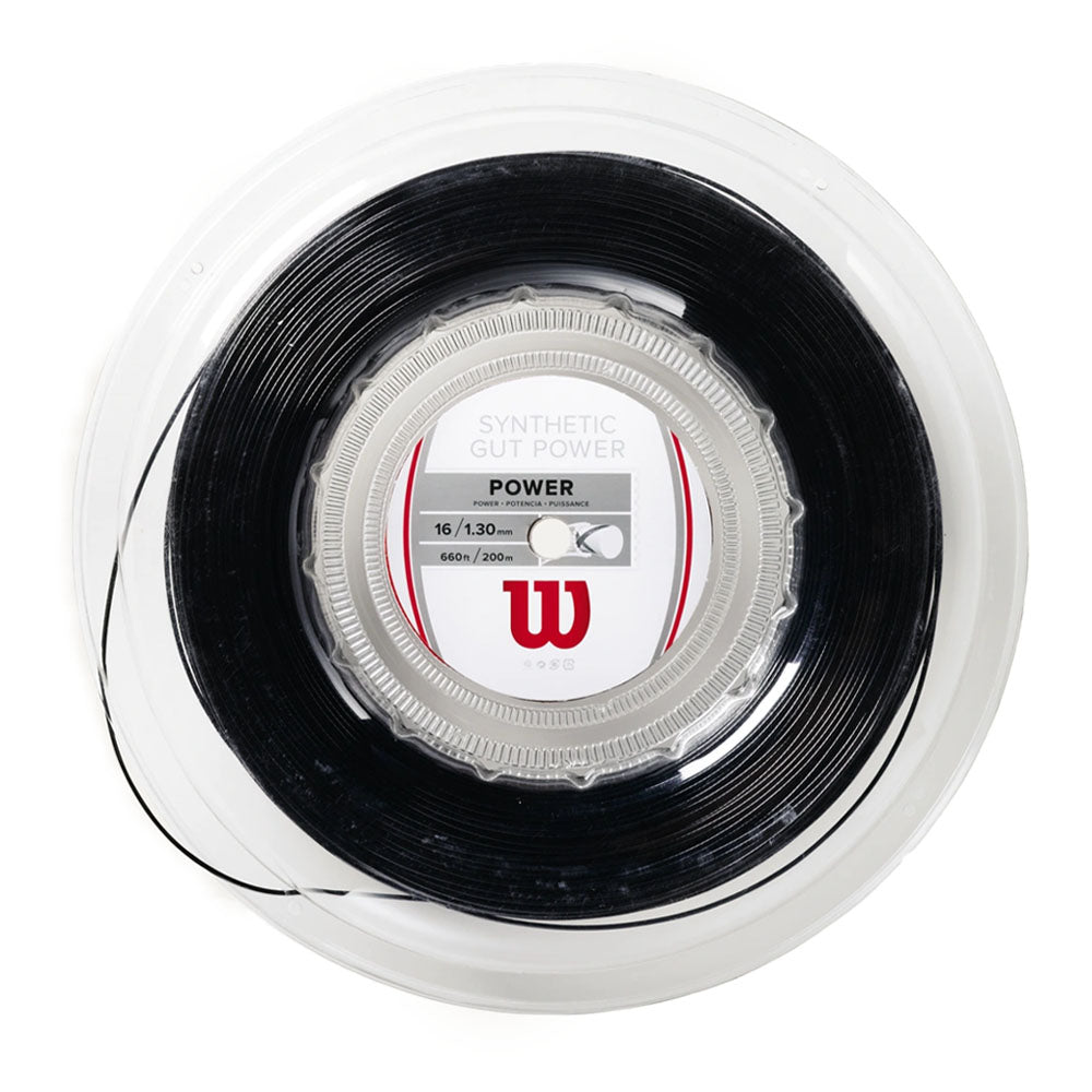 Wilson Synthetic Gut Power 16G Tennis String - 200m Reel - Black