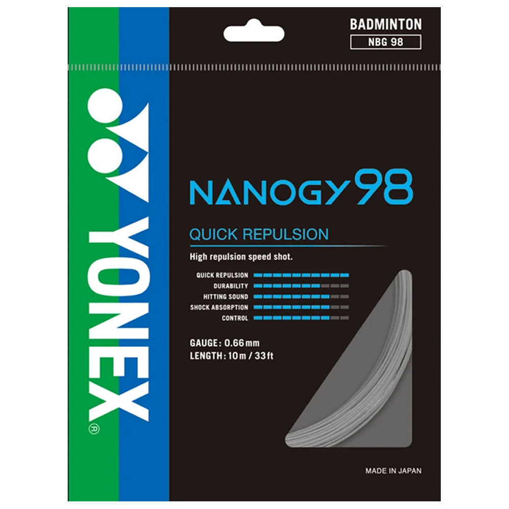 Yonex Nanogy 98 Badminton String , Silver/Gray