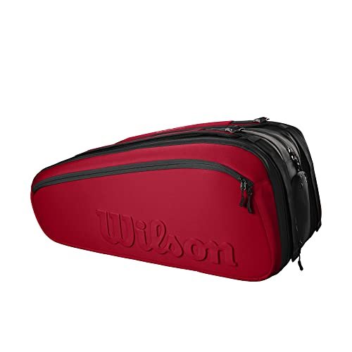 WILSON Clash V2 Super Tour Tennis Racket Bag - Red/Black, Holds up to 15 Rackets