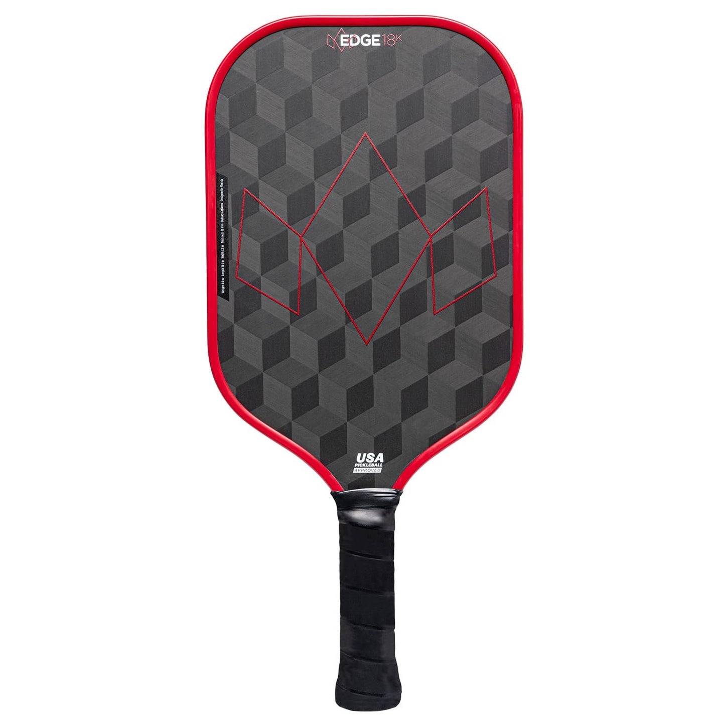 Diadem Edge 18K Pickleball Paddle USAPA Approved | 18K Carbon Fiber Face for Spin & Control | 16mm Control Paddle, Red