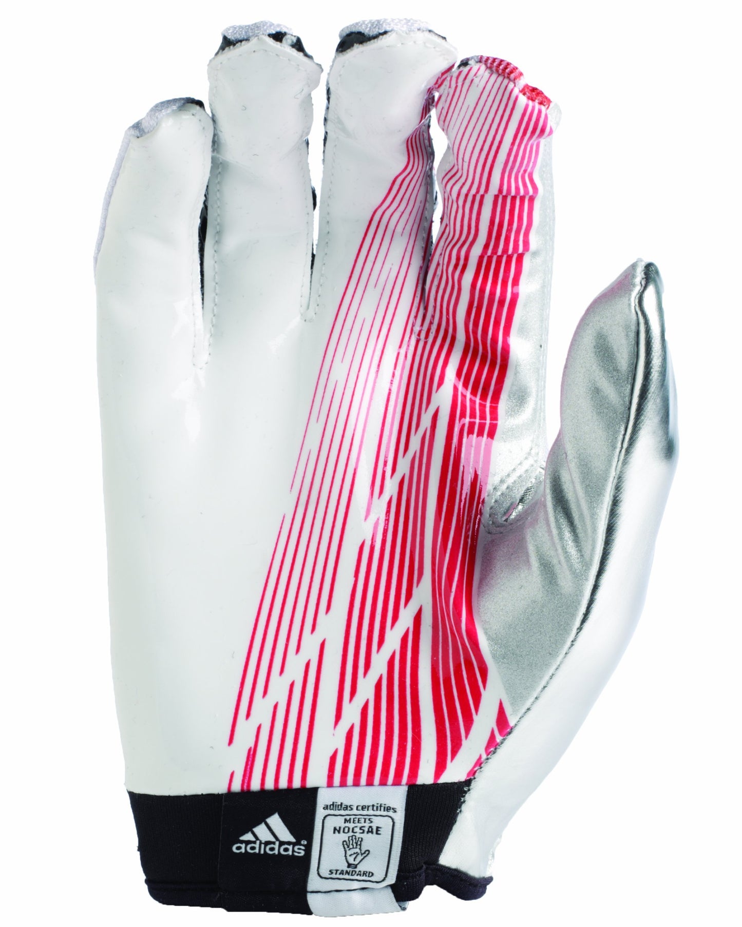Adidas Adizero 5-Star Football Receiver Gloves, 2X-Large, White/Red/Silver