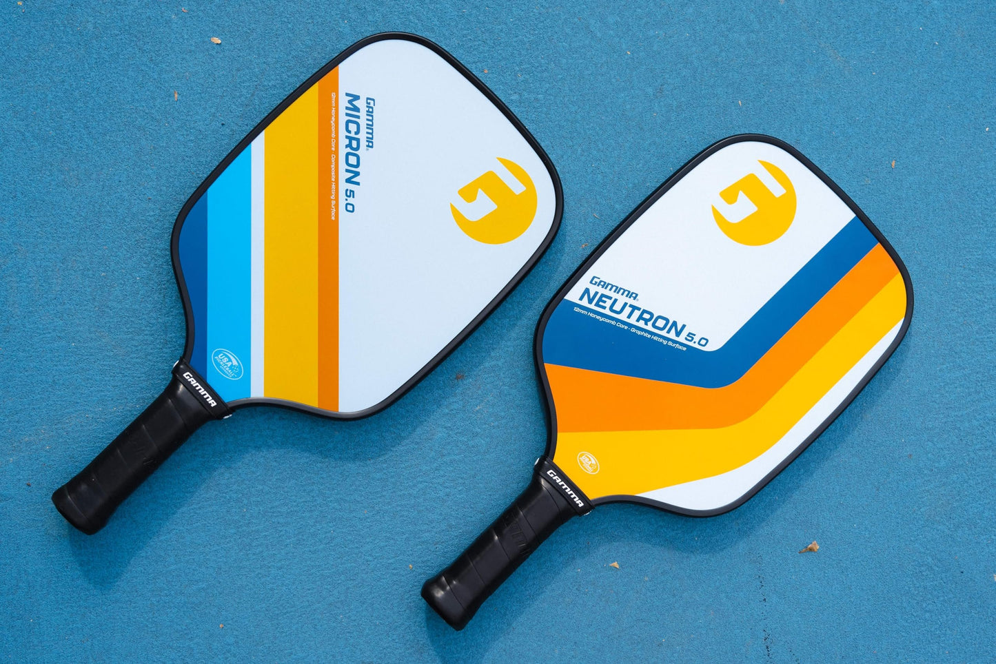 GAMMA Pickleball Paddles, Quantum Series, Micron 5.0, Neutron 5.0, Voltage 5.0, Atomic 5.0, USAPA Approved, Graphite Pickleball Paddle, Polypropylene Core, Honeycomb Grip, Great Feel, More Control