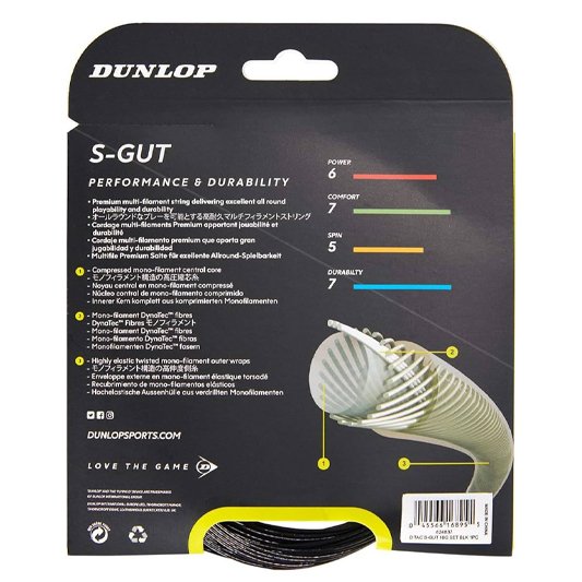 Dunlop S-Gut Tennis String White, 16g