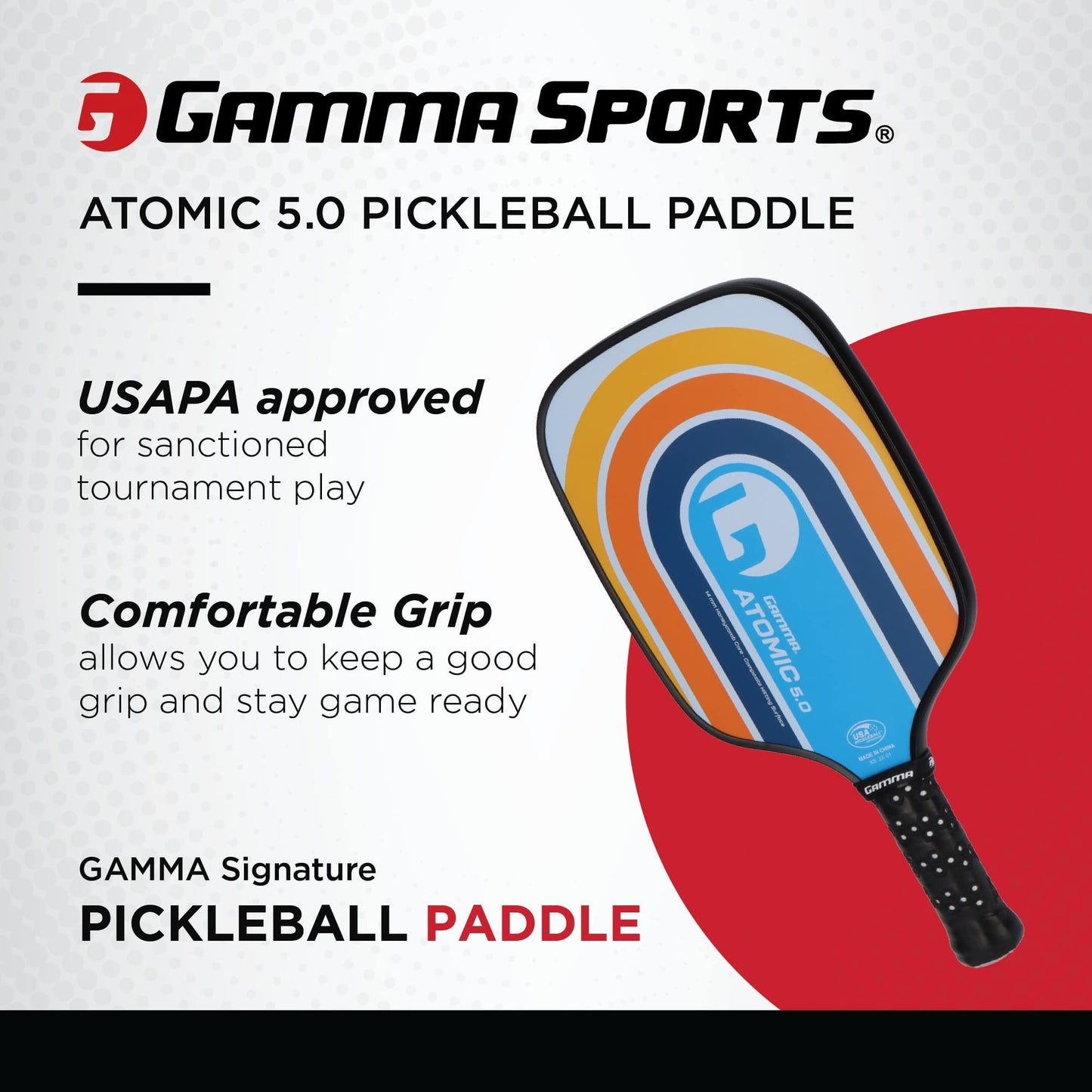 GAMMA Pickleball Paddles, Quantum Series, Micron 5.0, Neutron 5.0, Voltage 5.0, Atomic 5.0, USAPA Approved, Graphite Pickleball Paddle, Polypropylene Core, Honeycomb Grip, Great Feel, More Control