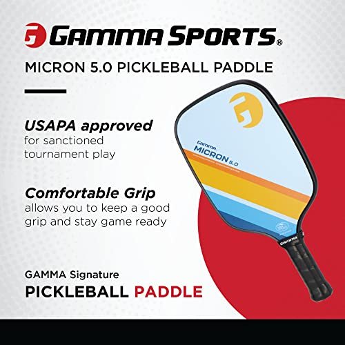 GAMMA Pickleball Paddles, Quantum Series, Micron 5.0, Neutron 5.0, Voltage 5.0, Atomic 5.0, USAPA Approved, Graphite Pickleball Paddle, Polypropylene Core, Honeycomb Grip, Great Feel, More Control