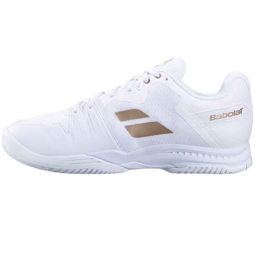 Babolat Unisex-Adult SFX3 All Court Wimbledon Tennis Shoes, White/Gold (US Men's Size 7.5)