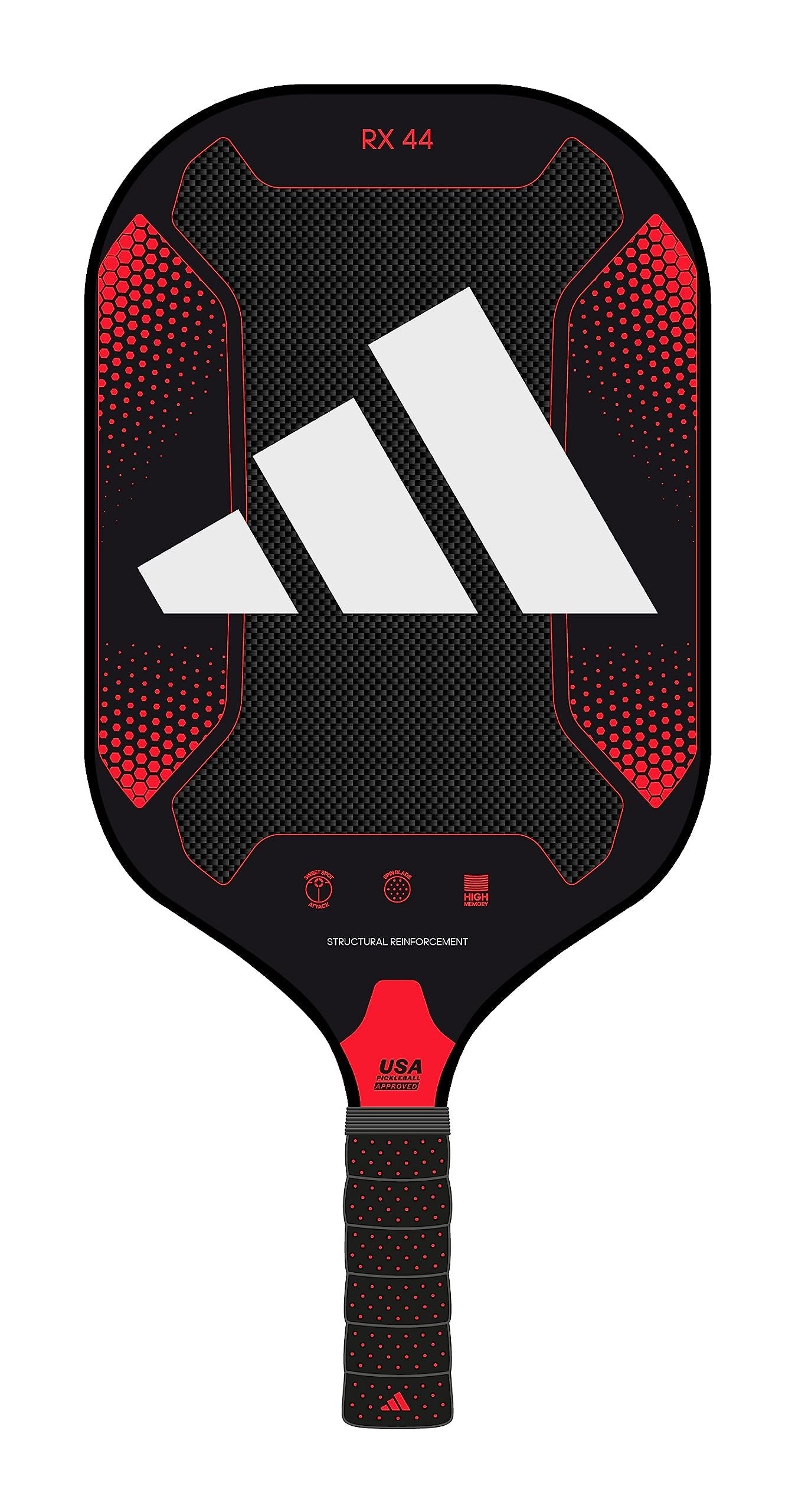 Adidas RX 44 Pickleball Paddle -Fiberglass Surface-Classic Multilayer Construction-HD Polypropylene Honeycomb Core-Features Spinblade Grit-Designed for Intermediate to Advanced Players-USAPA Approved