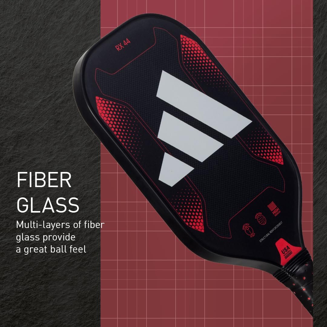 Adidas RX 44 Pickleball Paddle -Fiberglass Surface-Classic Multilayer Construction-HD Polypropylene Honeycomb Core-Features Spinblade Grit-Designed for Intermediate to Advanced Players-USAPA Approved
