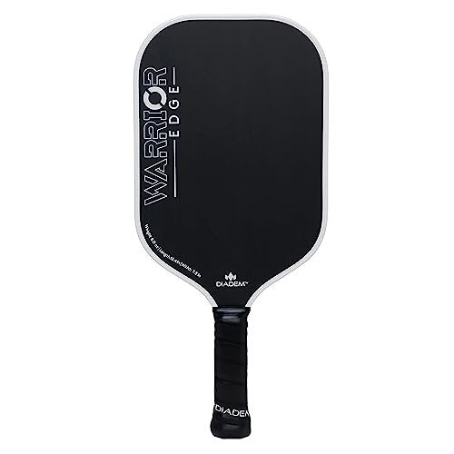 Diadem Warrior Edge Pickleball Paddle | Etched Carbon Face for Max Spin, 16mm Aero Guard, Comfort Max Grip, 16mm Honeycomb Core, Midweight 8oz | Indoor/Outdoor | USAPA Approved, Ghost