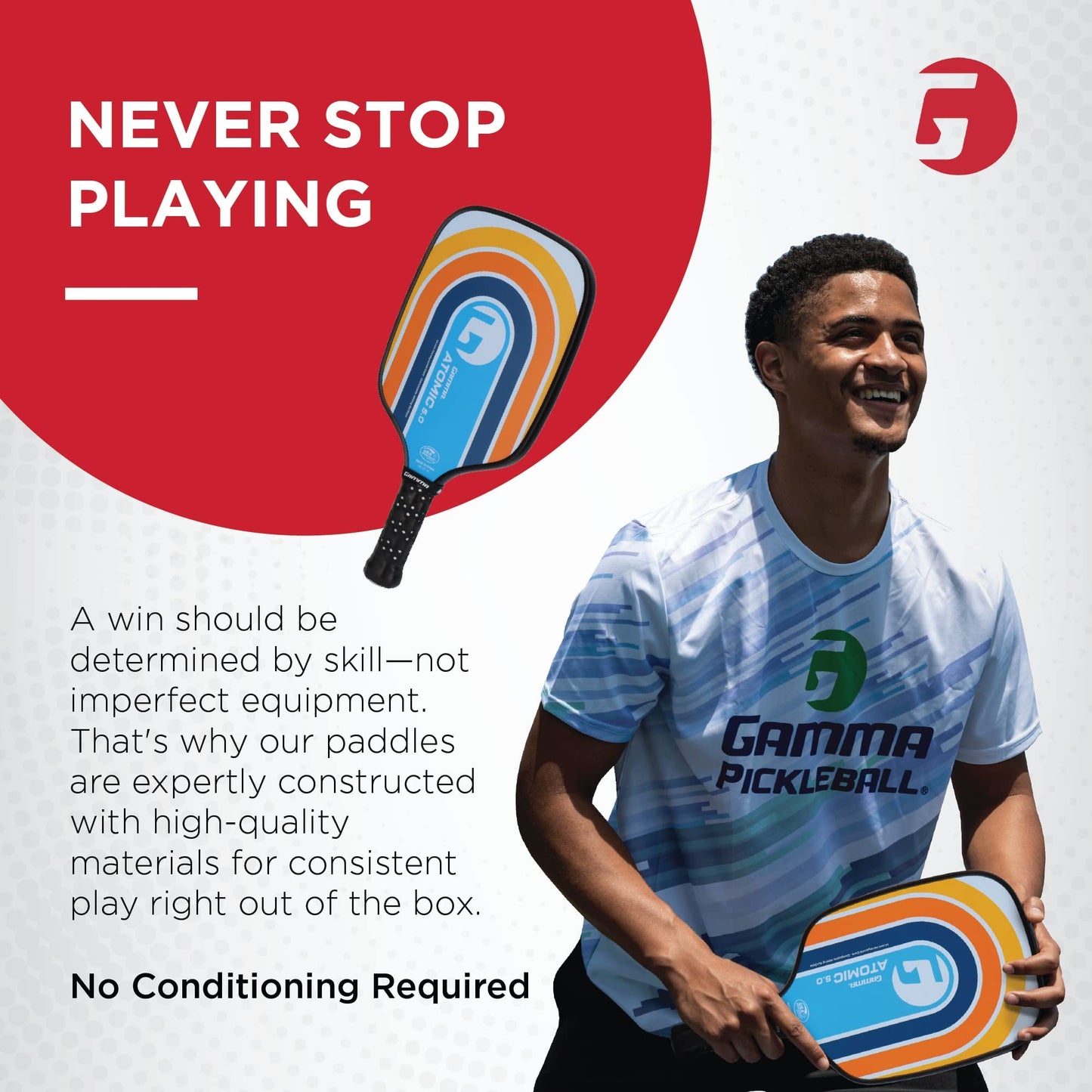 GAMMA Pickleball Paddles, Quantum Series, Micron 5.0, Neutron 5.0, Voltage 5.0, Atomic 5.0, USAPA Approved, Graphite Pickleball Paddle, Polypropylene Core, Honeycomb Grip, Great Feel, More Control