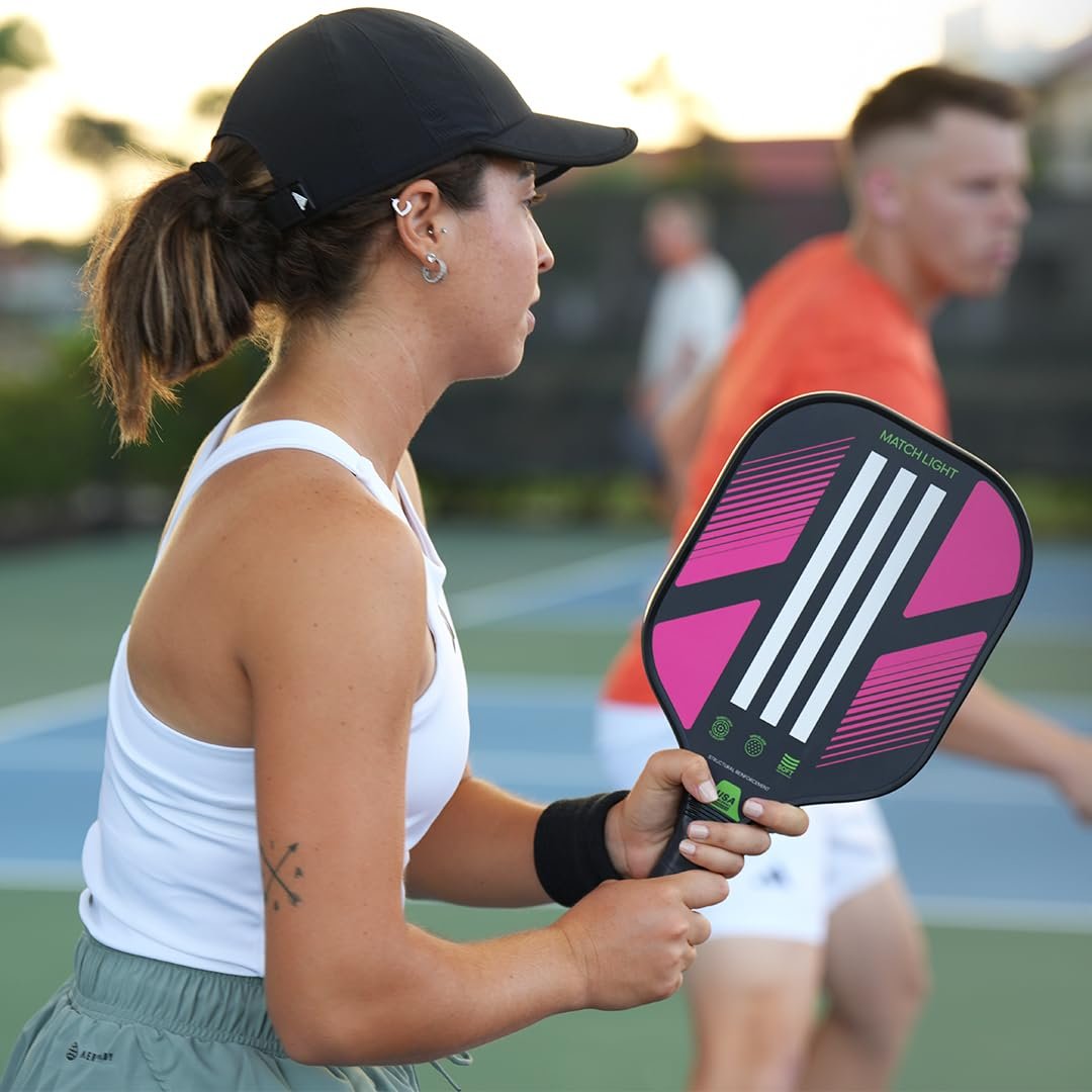 Adidas Match Pickleball Paddle - Fiberglass Surface - Polypropylene Honeycomb Core - Featuring Spinblade Grit - Designed for Beginners - USAPA Approved
