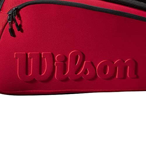 WILSON Clash V2 Super Tour Tennis Racket Bag - Red/Black, Holds up to 15 Rackets