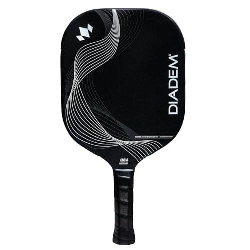 Diadem Icon Infinity Max Pickleball Paddle | Large Sweet Spot | Dual Foam Core & Carbon Fiber | Maximum Power, Control, and Spin | High Performance with Replaceable Edge Guard (Ghost/White)