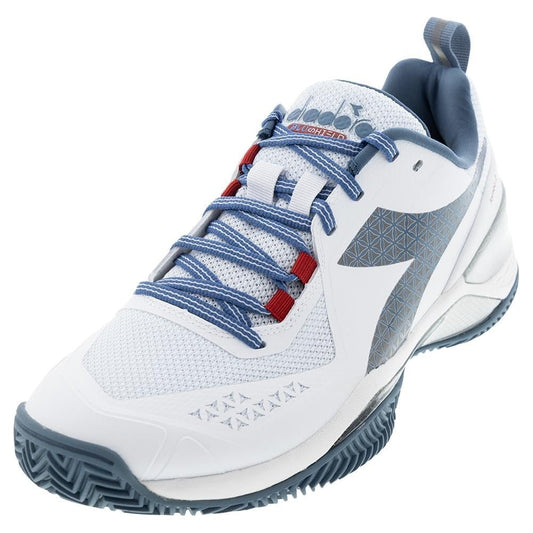 Diadora Blushield Torneo 2 Clay Men Shoes 8.5 (White/Oceanview/Salsa)