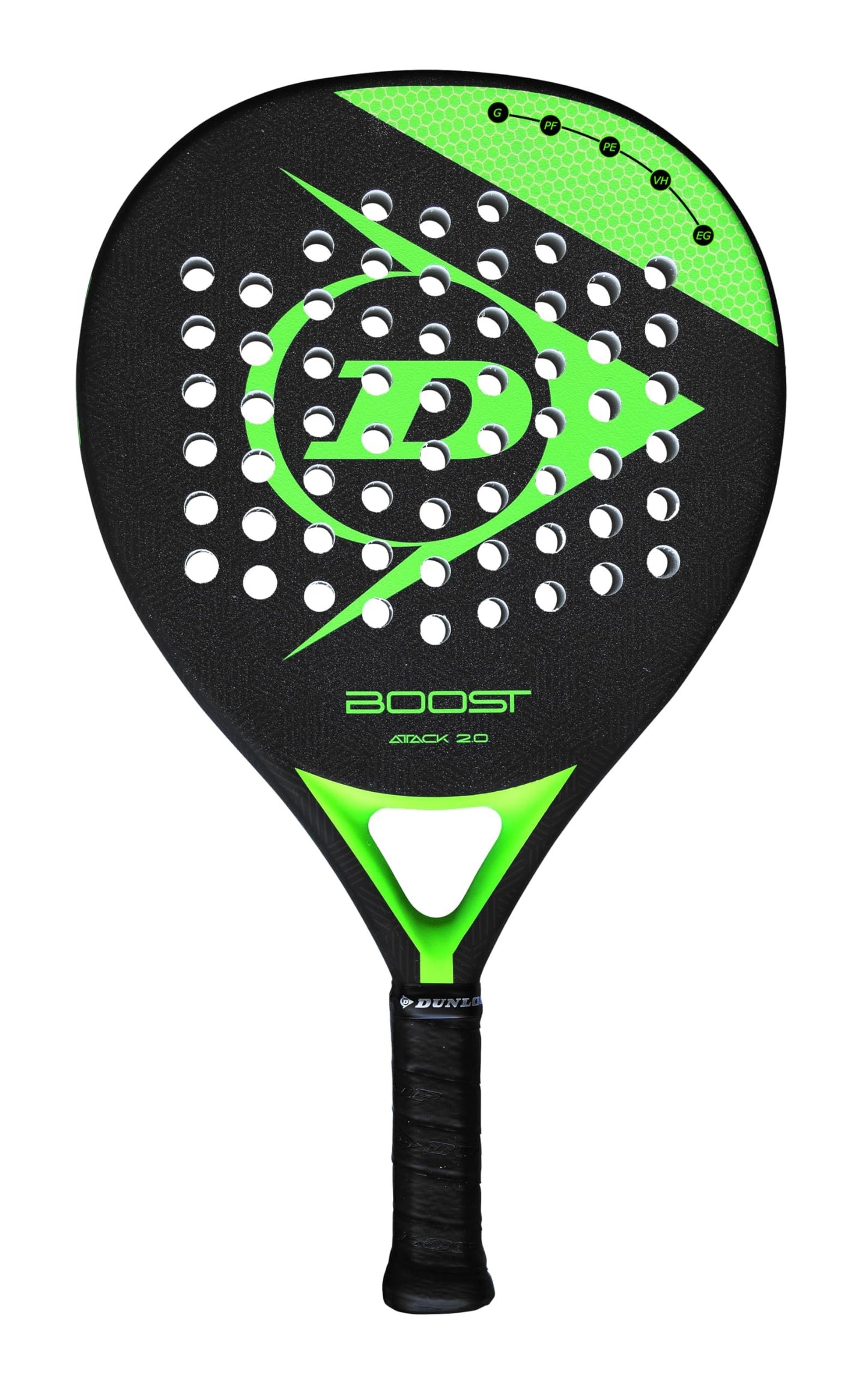 Dunlop Sports Boost Attack 2.0 Padel Racket, Black/Green