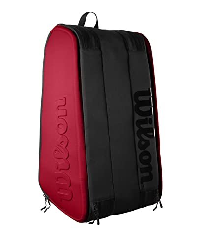 WILSON Clash V2 Super Tour Tennis Racket Bag - Red/Black, Holds up to 15 Rackets