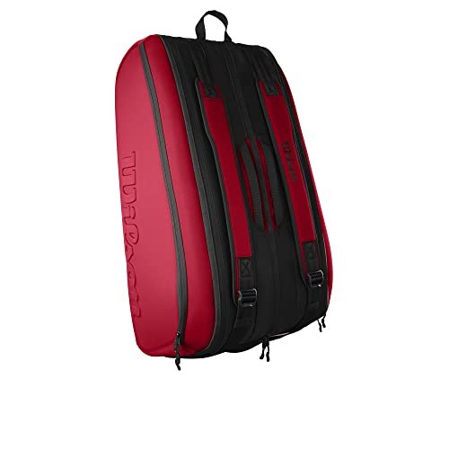 WILSON Clash V2 Super Tour Tennis Racket Bag - Red/Black, Holds up to 15 Rackets