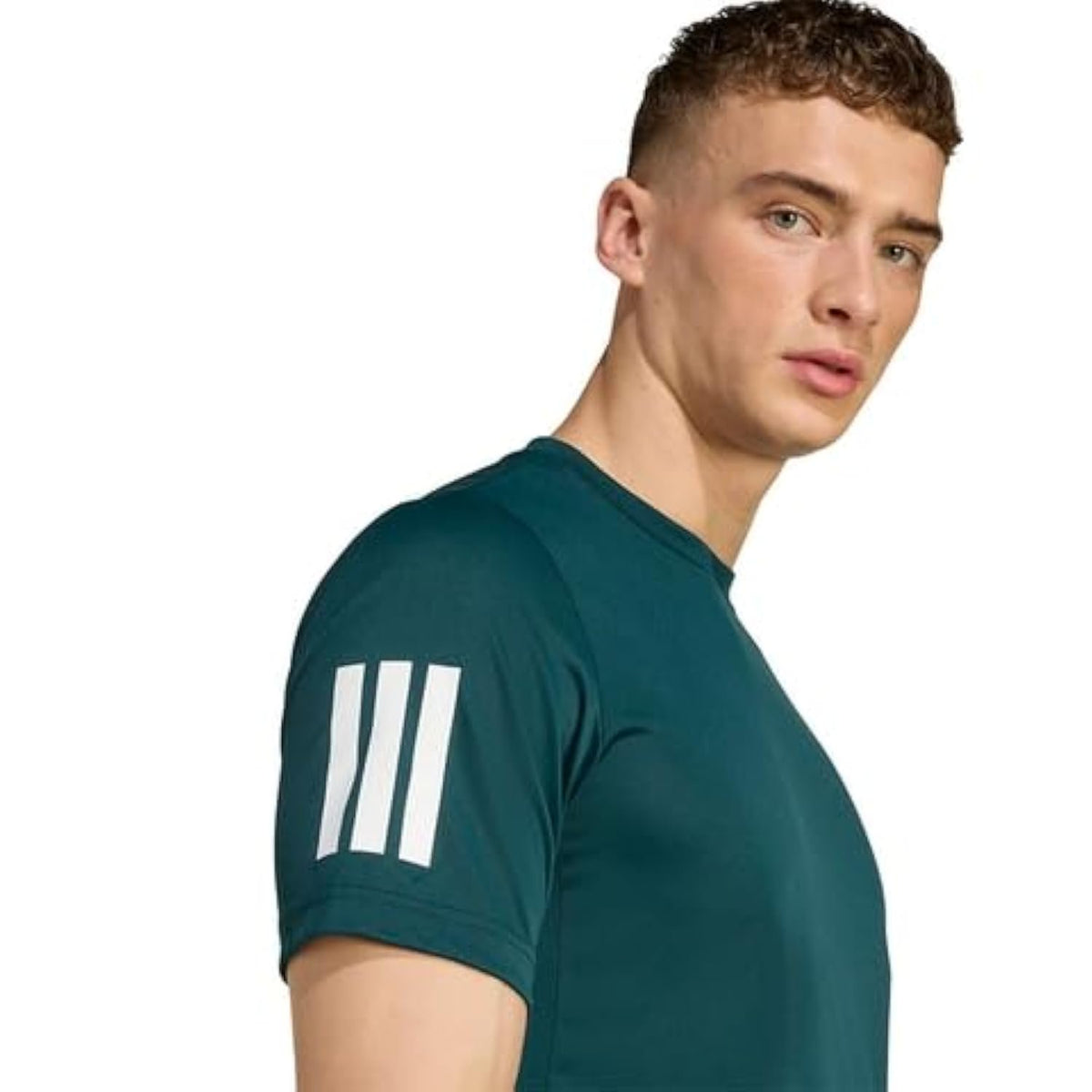 adidas Men's Club 3-Stripe Tennis Tee - Aurora Ivy (Medium)