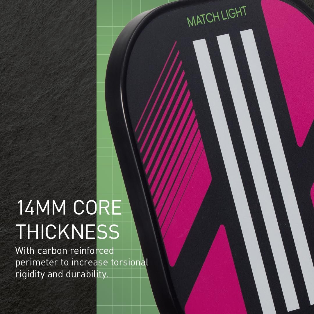 Adidas Match Pickleball Paddle - Fiberglass Surface - Polypropylene Honeycomb Core - Featuring Spinblade Grit - Designed for Beginners - USAPA Approved
