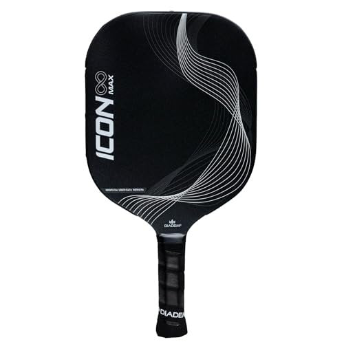 Diadem Icon Infinity Max Pickleball Paddle | Large Sweet Spot | Dual Foam Core & Carbon Fiber | Maximum Power, Control, and Spin | High Performance with Replaceable Edge Guard (Ghost/White)