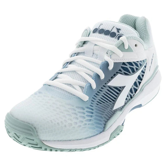 Diadora  Women's Speed Competition 7 AG Tennis Shoes White and Surf Spray
