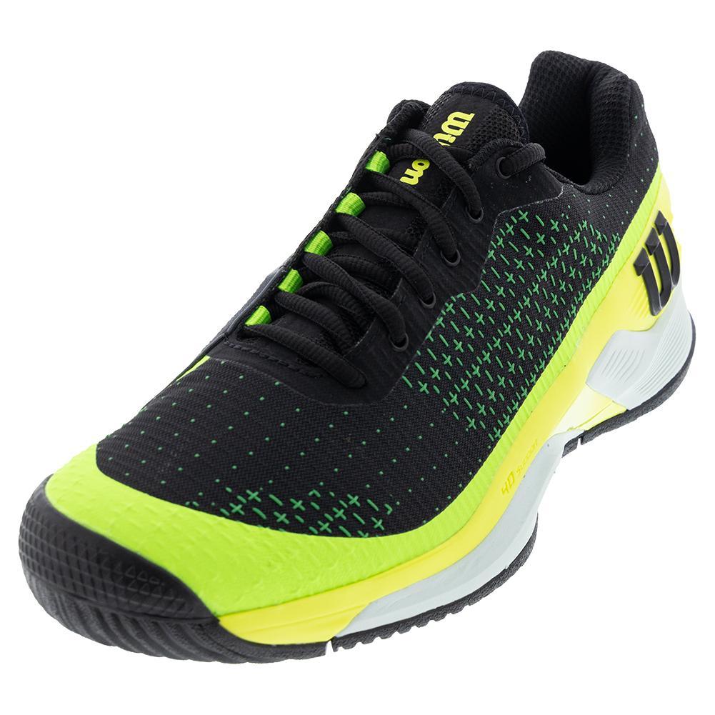 Wilson Men's Rush Pro Extra Duty Tennis Shoes Black and Safety Yellow