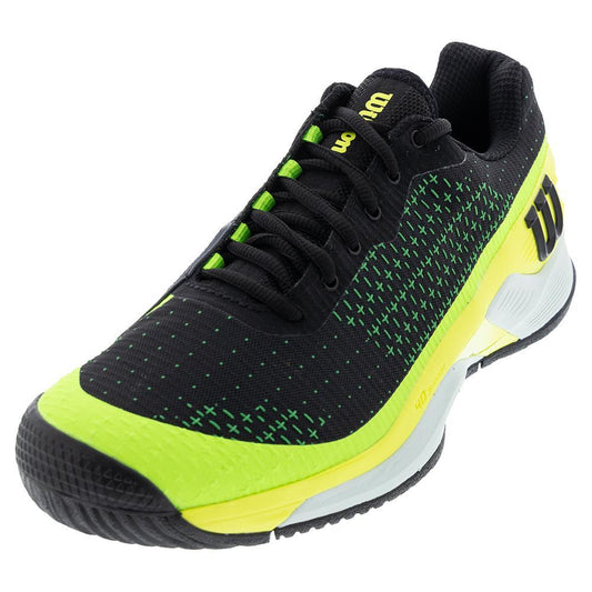 Wilson Men's Rush Pro Extra Duty Tennis Shoes Black and Safety Yellow