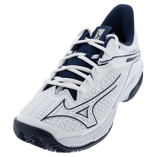 Mizuno Men's Wave Exceed Tour 6 AC Tennis Shoes White and Dress Blue