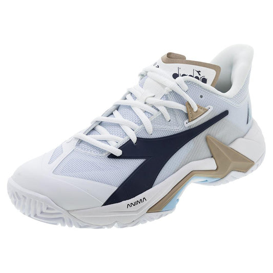 Diadora Women`s B.Icon 3 Tennis Shoes White and Blue Corsair