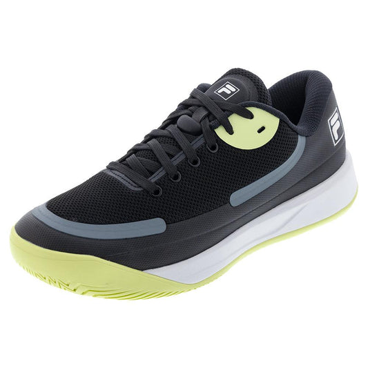 Fila Men`s Quick Ace Tennis Shoes Black and Shadow Lime