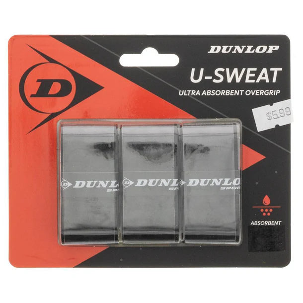 Dunlop U Sweat 3 Pack Tennis Overgrip Black