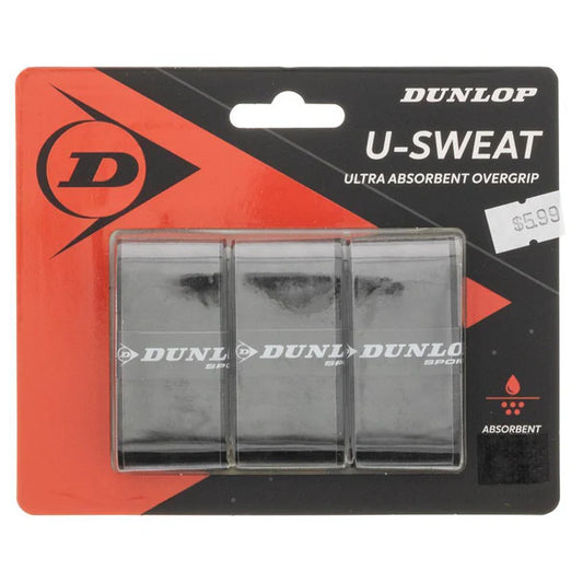 Dunlop U Sweat 3 Pack Tennis Overgrip Black