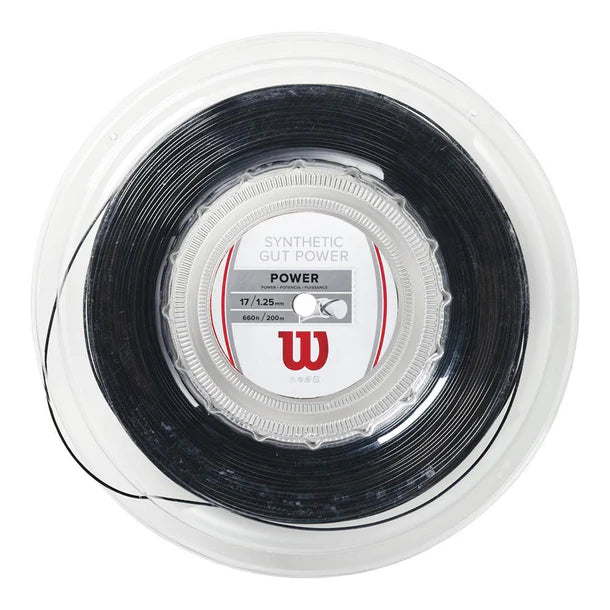 Wilson Synthetic Gut Power 17G  Tennis String Reel , Black