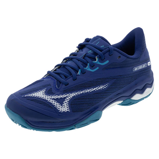 Mizuno Men`s Wave Exceed Light 2 Tennis Shoes Bellwether Blue and White