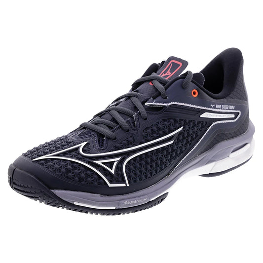 Mizuno Men`s Wave Exceed Tour 6 AC Tennis Shoes Odyssey Grey and White