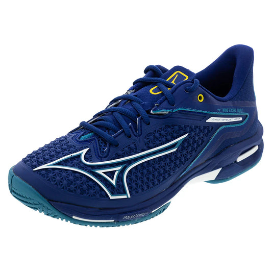 Mizuno Men`s Wave Exceed Tour 6 Tennis Shoes Bellwether Blue and White