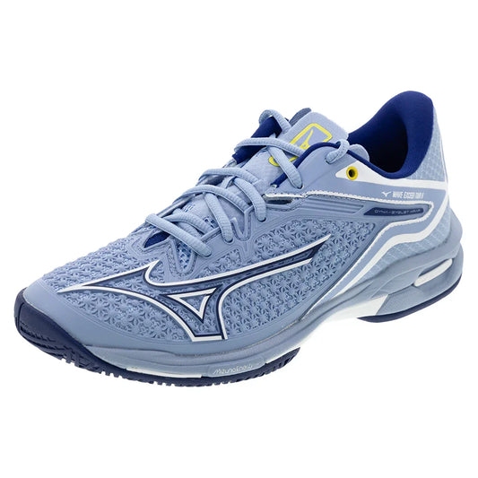 Mizuno Women`s Wave Exceed Tour 6 Tennis Shoes Bel Air Blue and White