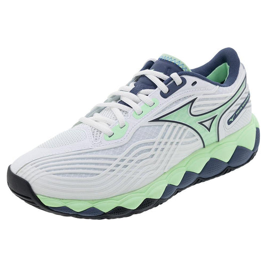 Mizuno Men`s Wave Enforce Tour 2 Tennis Shoes White and Neo Mint