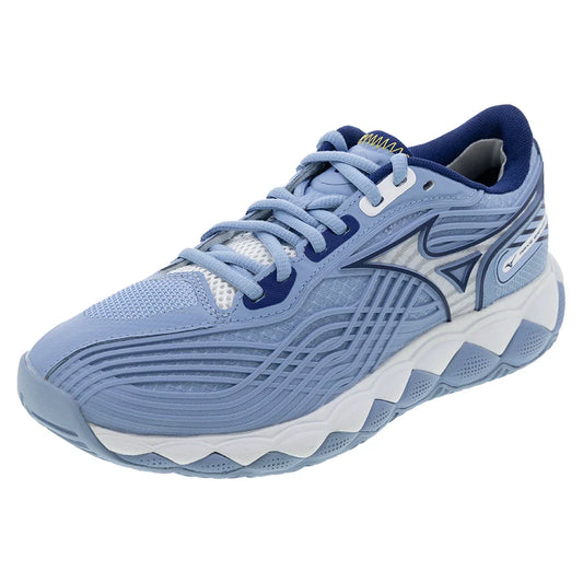 Mizuno Women`s Wave Enforce Tour 2 Tennis Shoes Bel Air Blue and White