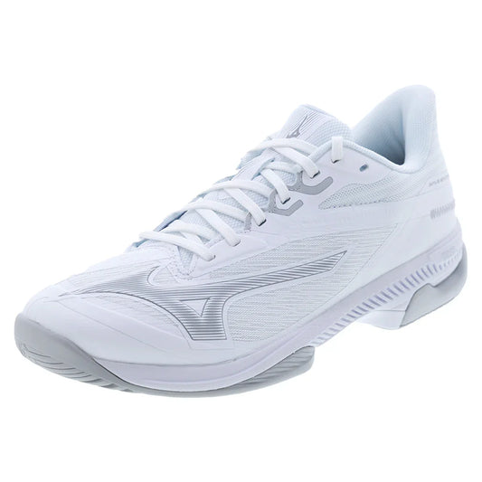 Mizuno Women`s Wave Exceed Court AC Tennis Shoes White and Ultimate Grey
