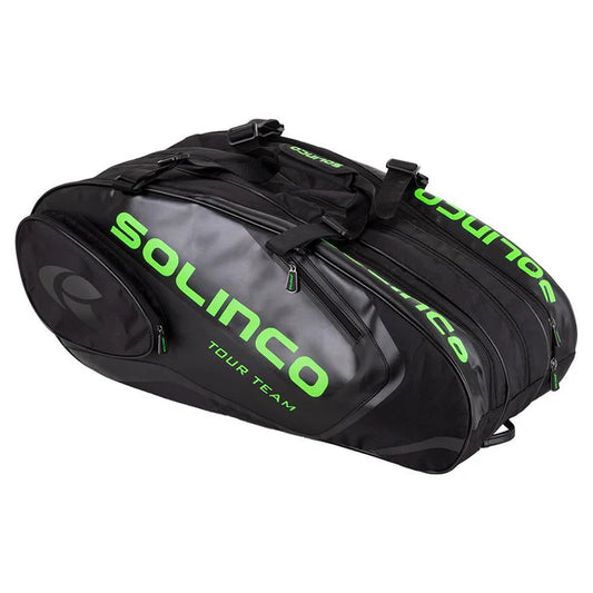 Solinco 15-Pack Tour Team Tennis Racquet Bag Black and Neon Green