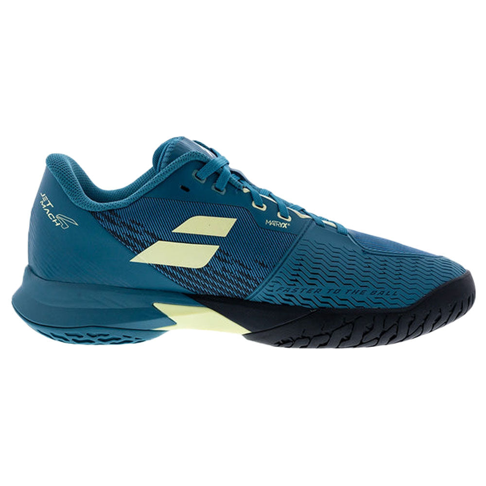 Babolat Men's Jet Mach 4 All Court Tennis Shoes Blue and Lime Yellow